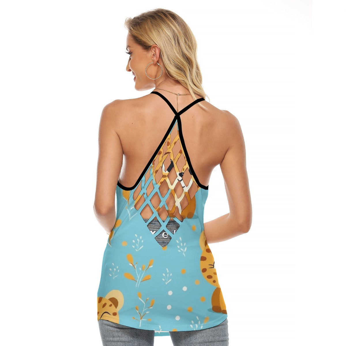 All-Over Print Women's Criss-Cross Open Back Tank Top