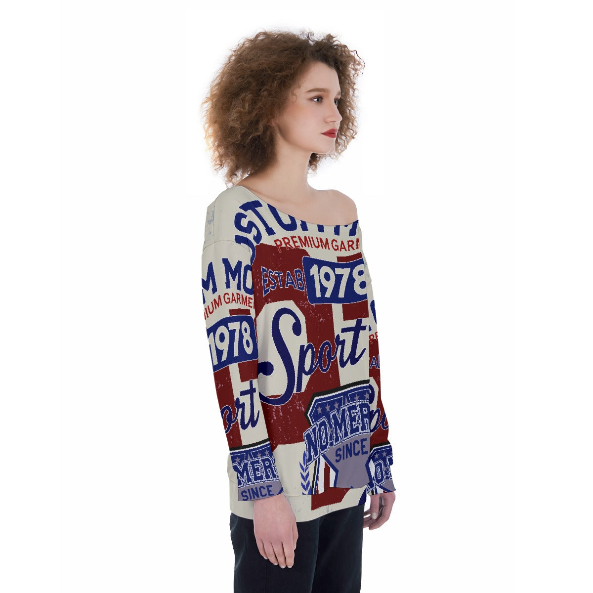 All-Over Print Oversized Women's Off-Shoulder Sweatshirt