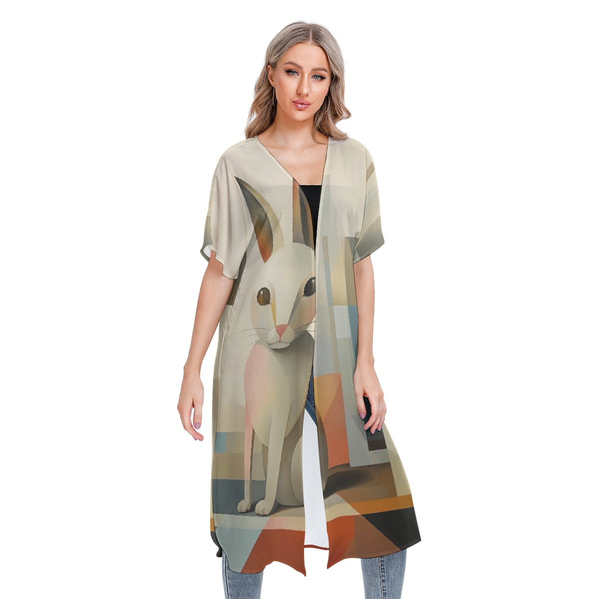 All-Over Print Women's Short Sleeve Cardigan