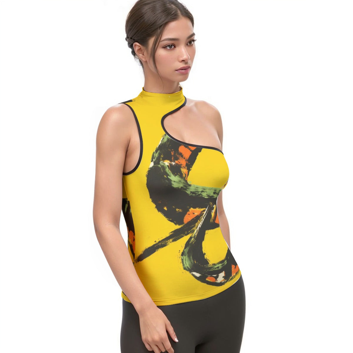 All-Over Print Women's Halter Sleeveless Asymmetrical Tank Top