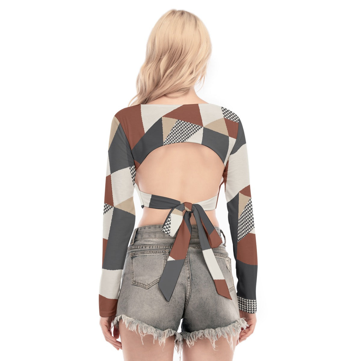 All-Over Print Women's Back Hollow T-shirt With Strap