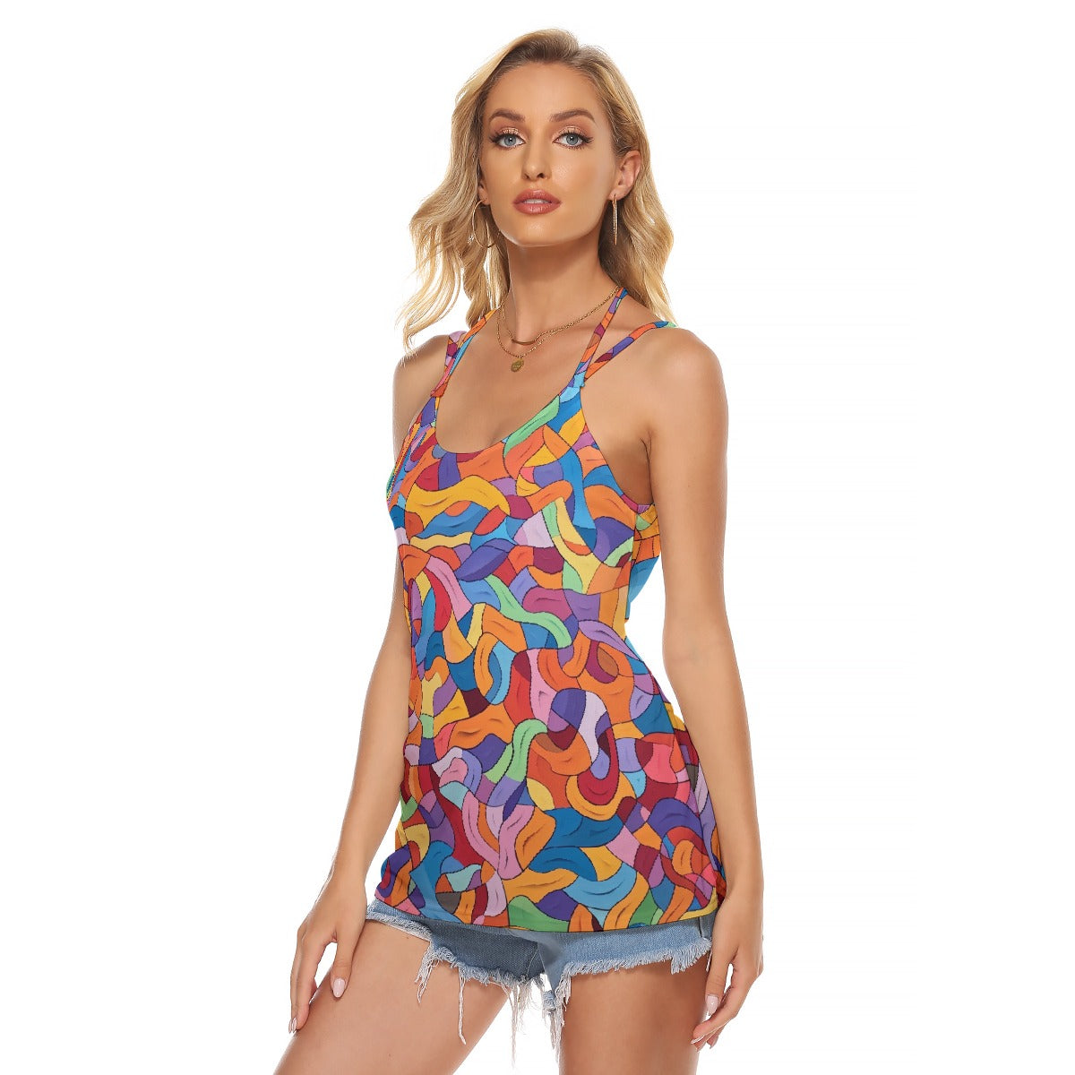 All-Over Print Women's Halter Top With Backless