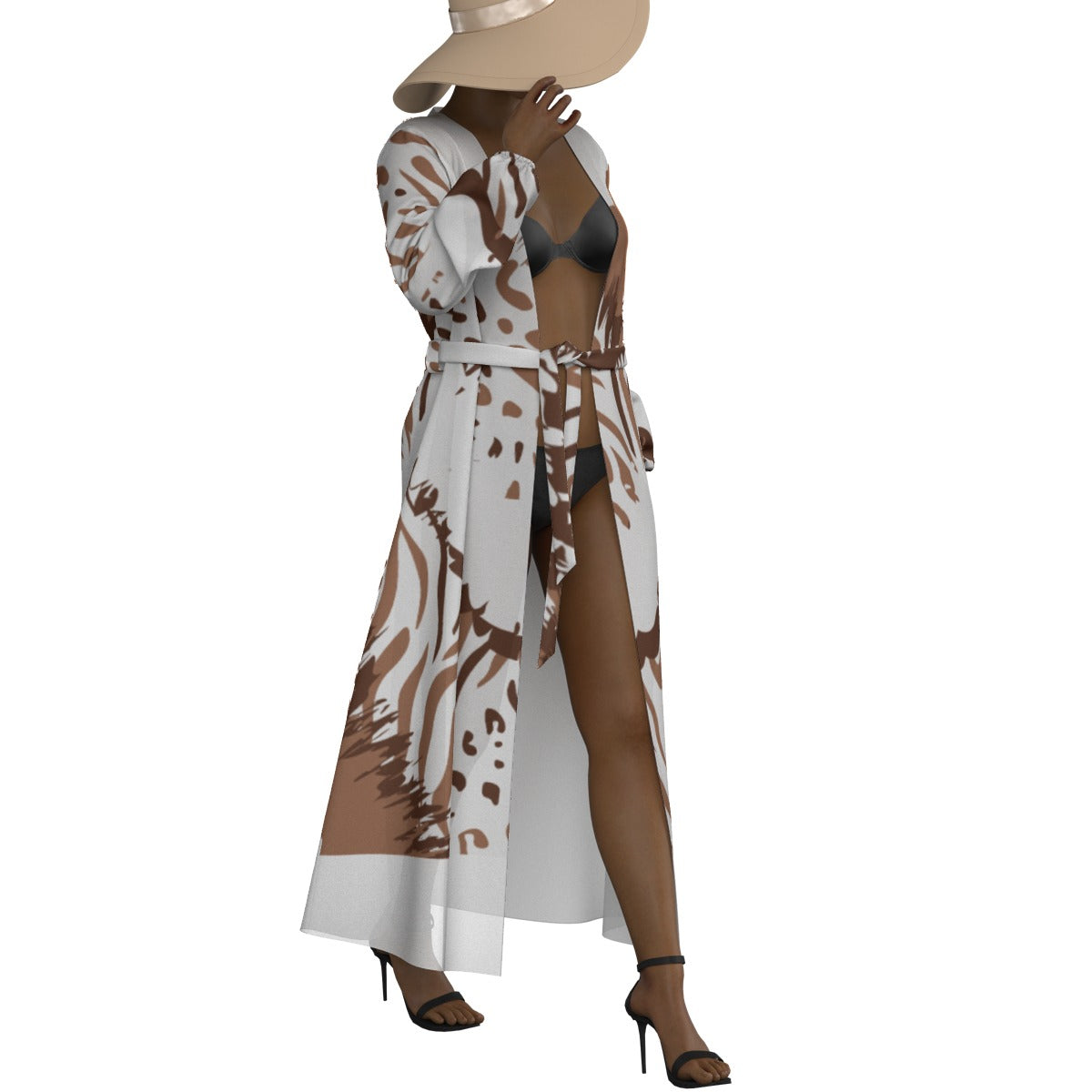 All-Over Print Women's Lace-up Chiffon Robe