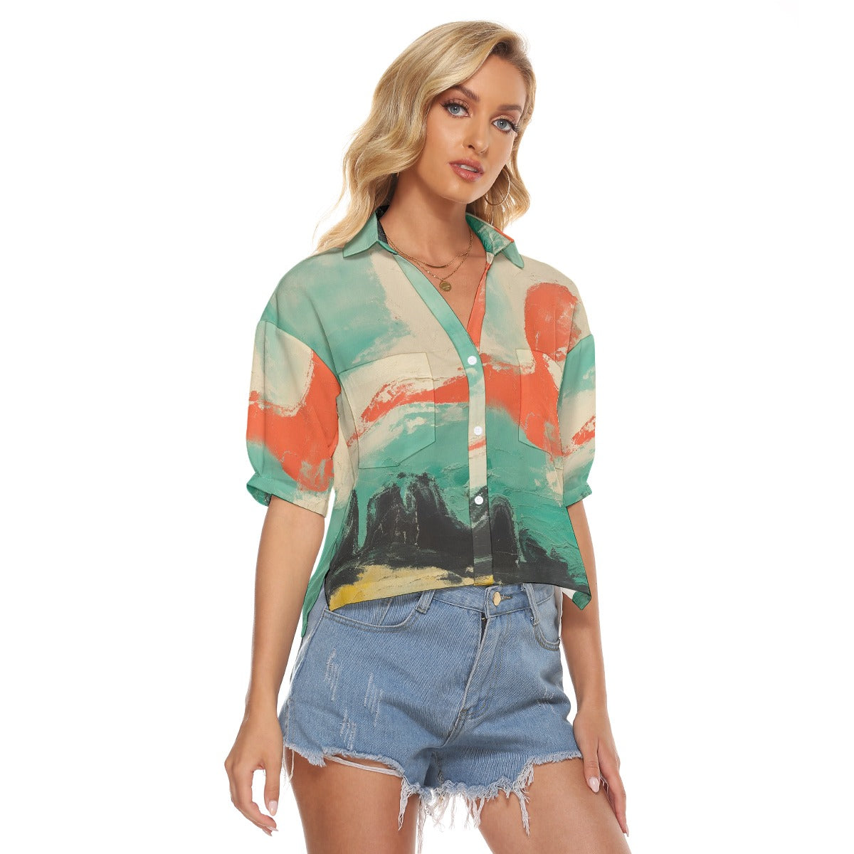 All-Over Print Women's V-neck Shirts