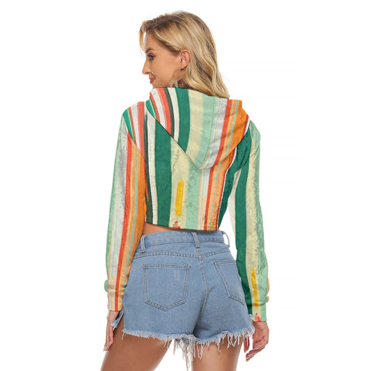 All-Over Print Women's Crop Top Hoodie|Velvet