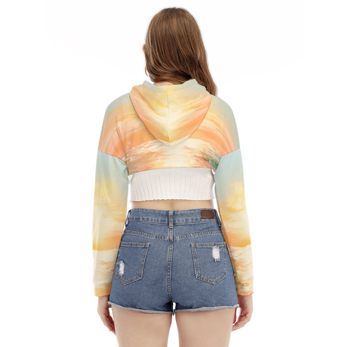 All-Over Print Women's Smock Short Hoodie With Long Sleeve
