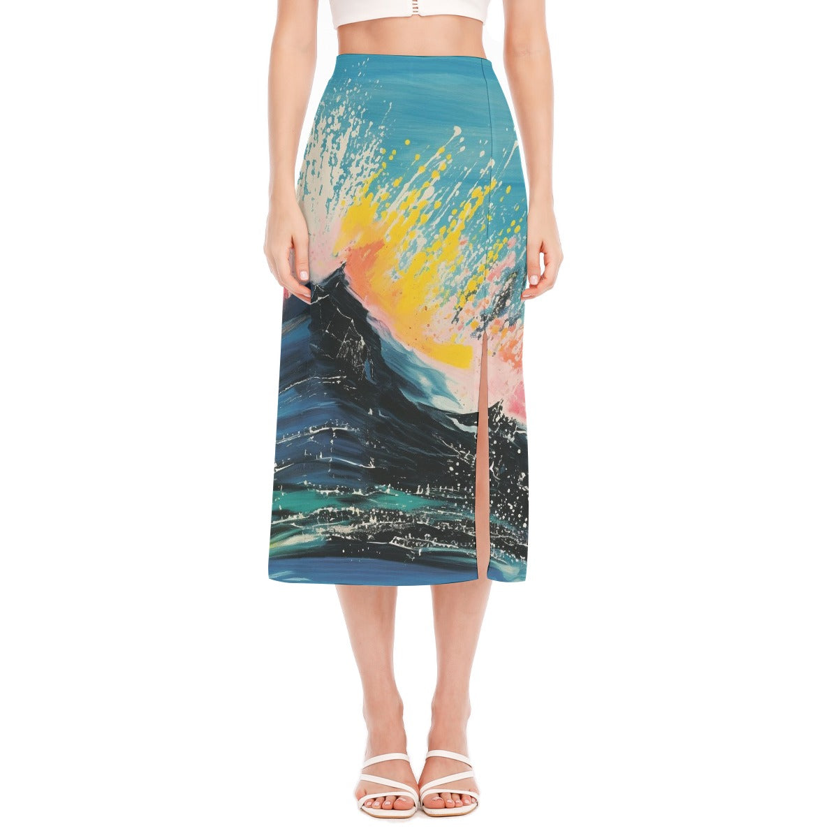All-Over Print Women's High Slit Long Skirt