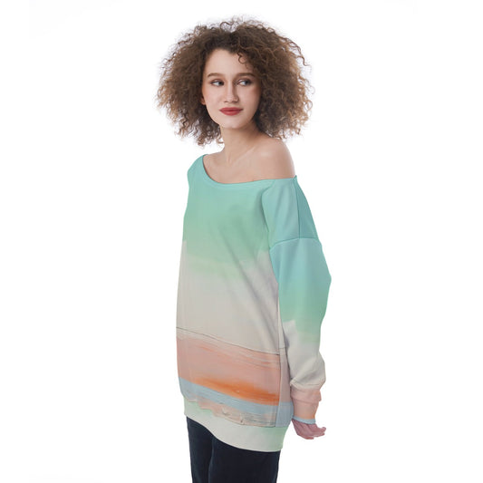 All-Over Print Oversized Women's Off-Shoulder Sweatshirt