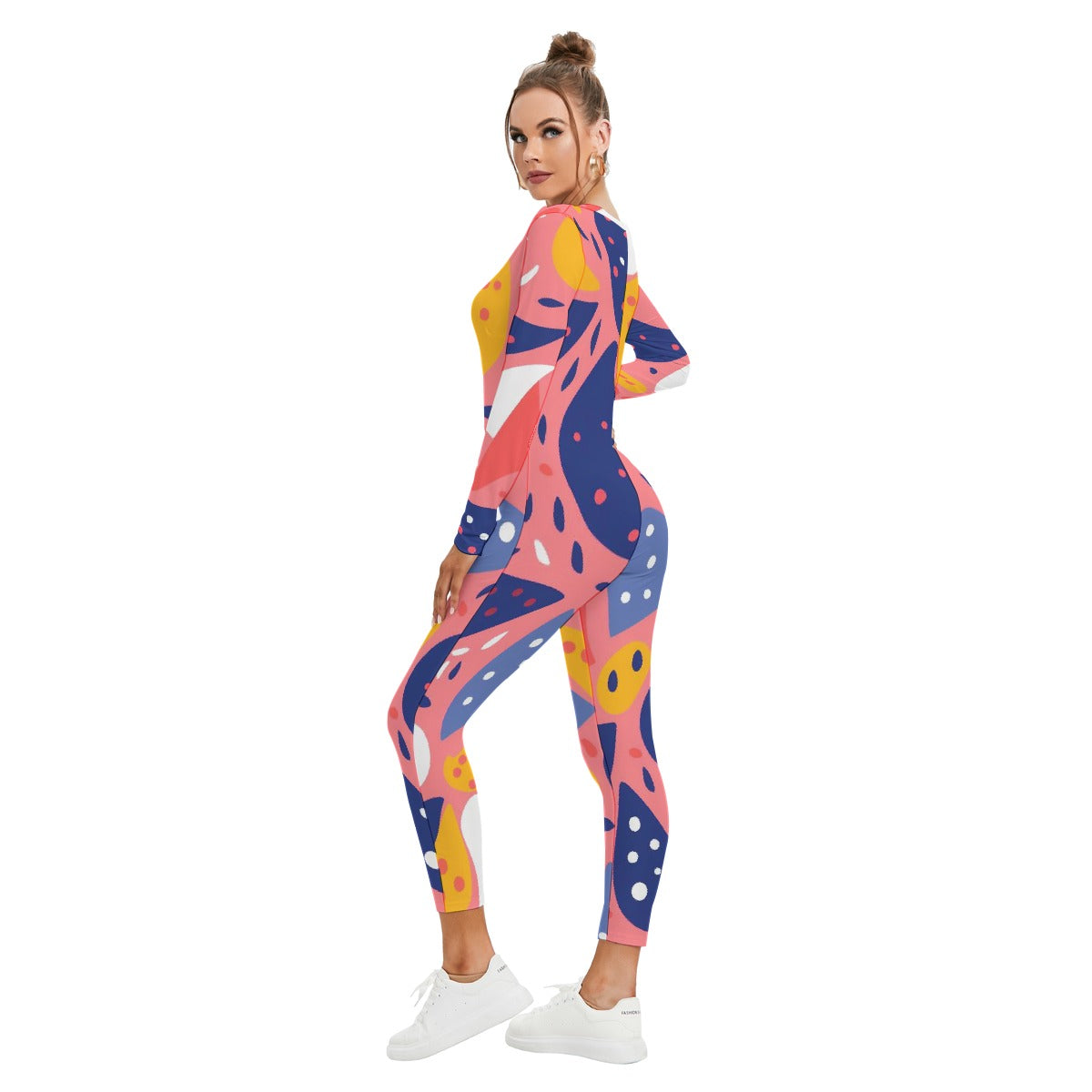 All-Over Print Women's Plunging Neck Jumpsuit