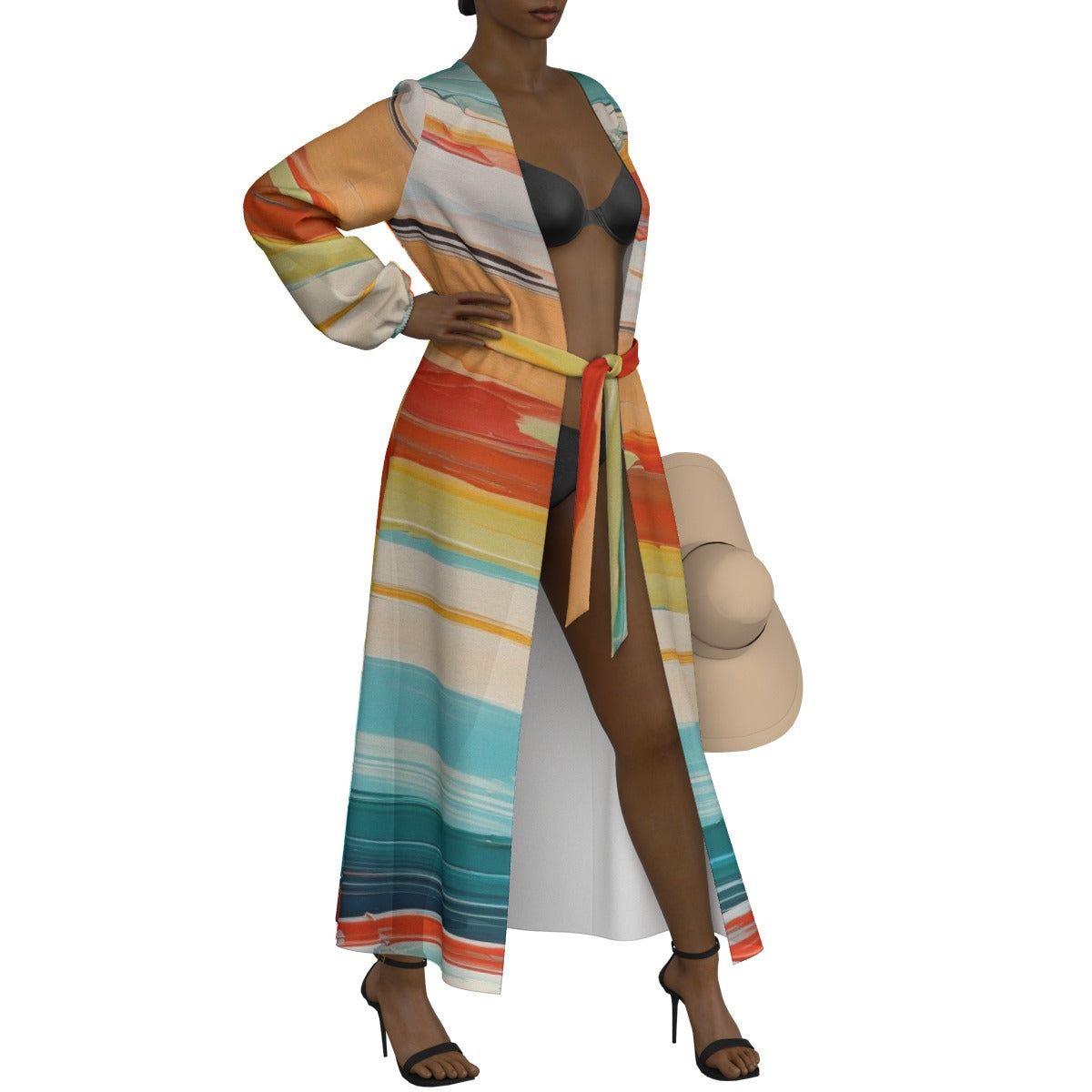 All-Over Print Women's Lace-up Chiffon Robe