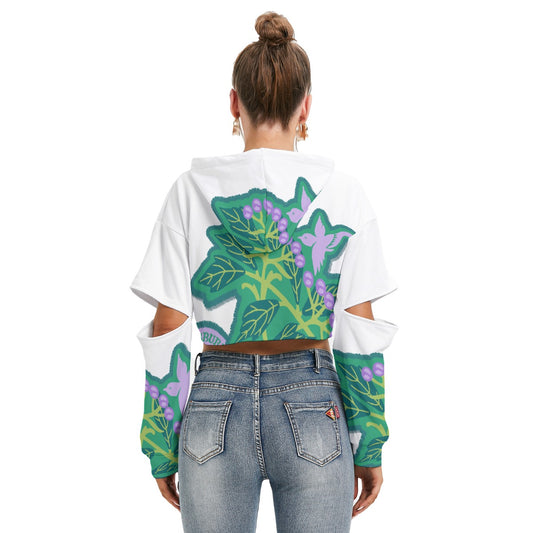 All-Over Print Women's Heavy Fleece Hoodie With Hollow Out Sleeve