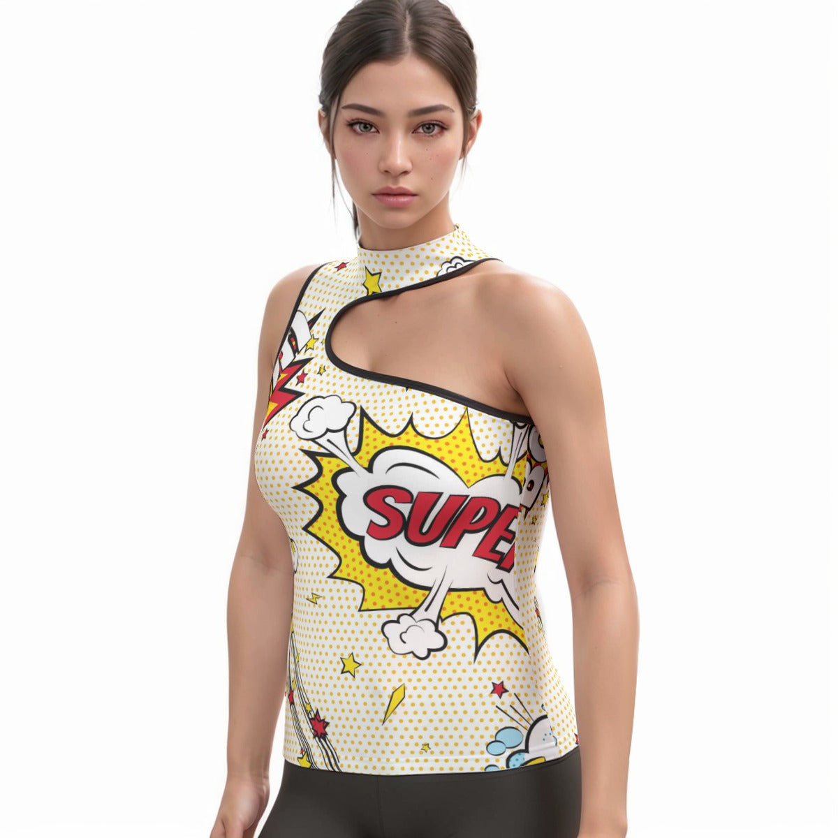 All-Over Print Women's Halter Sleeveless Asymmetrical Tank Top