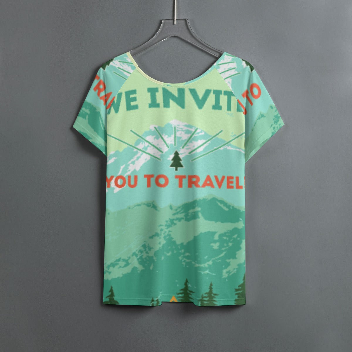 All-Over Print Women's Round Neck T-shirt With Raglan Sleeve