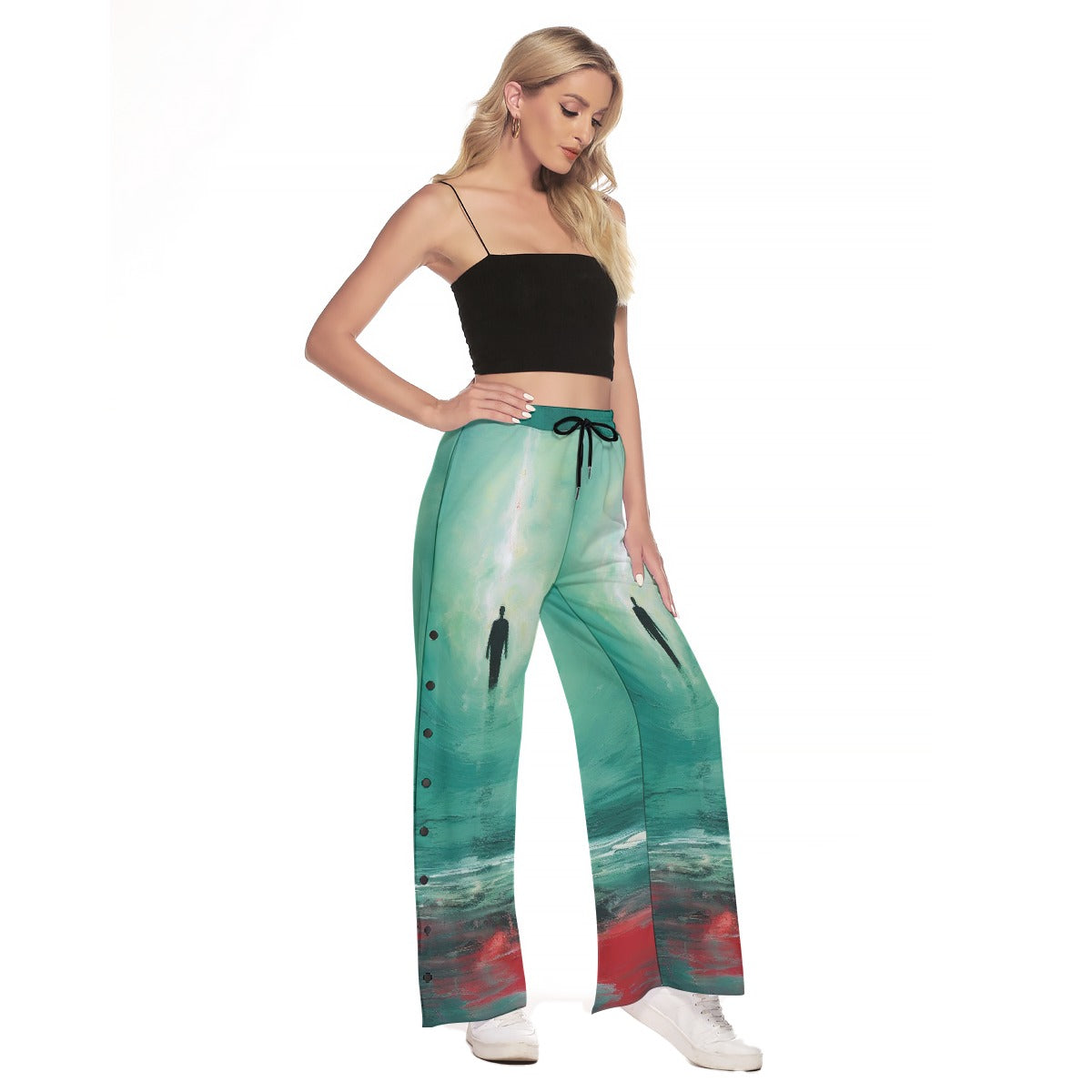 All-Over Print Women's Side Slit Snap Button Trousers