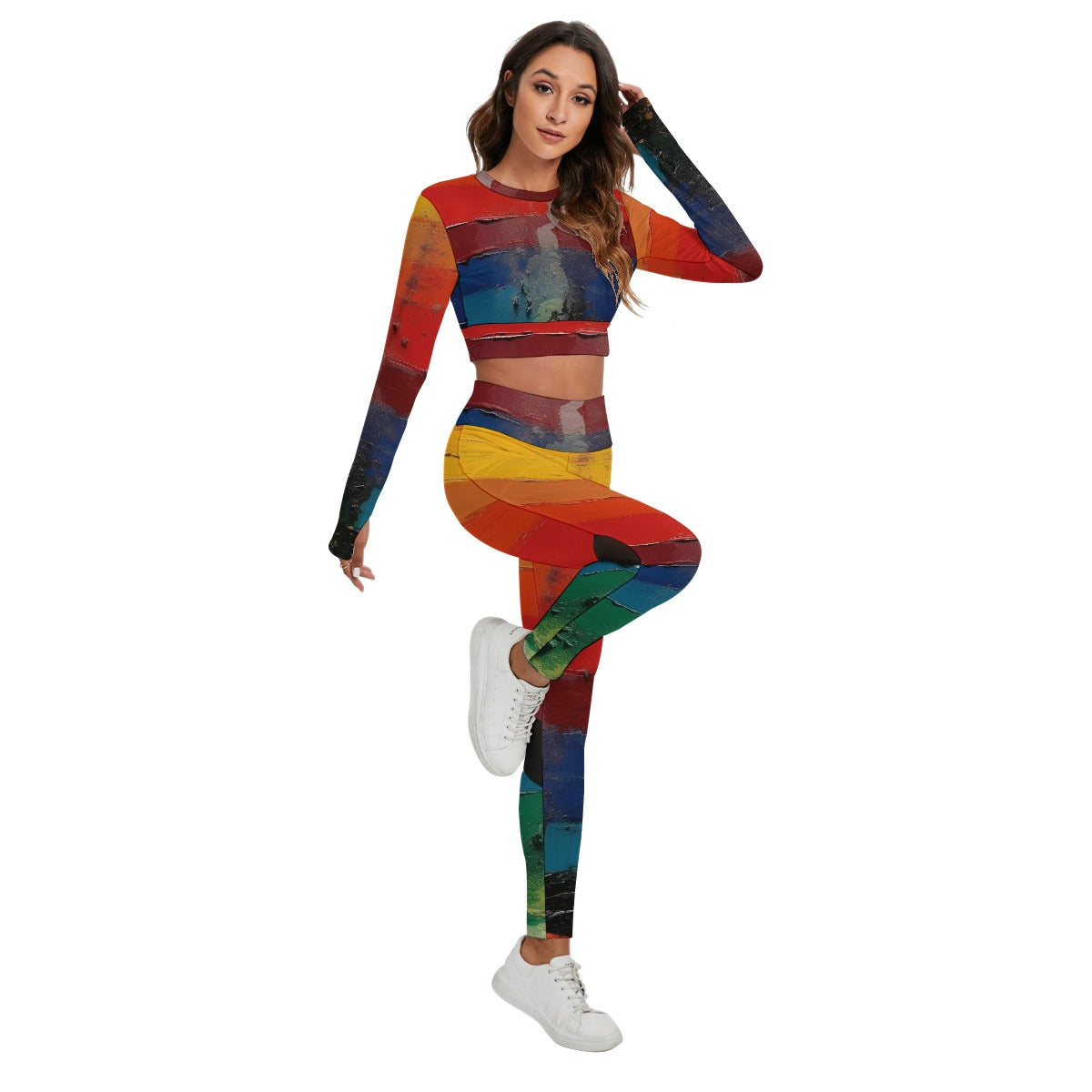 All-Over Print Women's Sport Set With Backless Top And Leggings