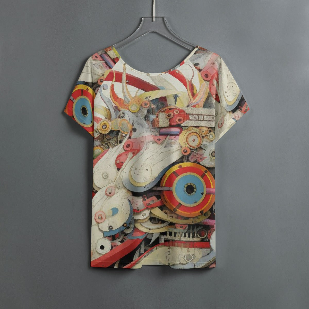 All-Over Print Women's Round Neck T-shirt With Raglan Sleeve