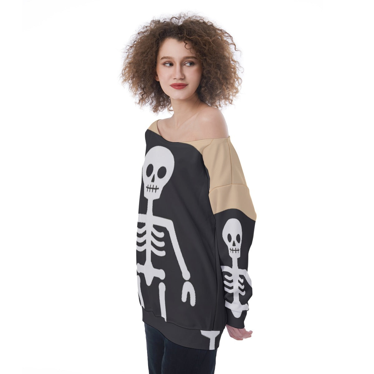 All-Over Print Oversized Women's Off-Shoulder Sweatshirt