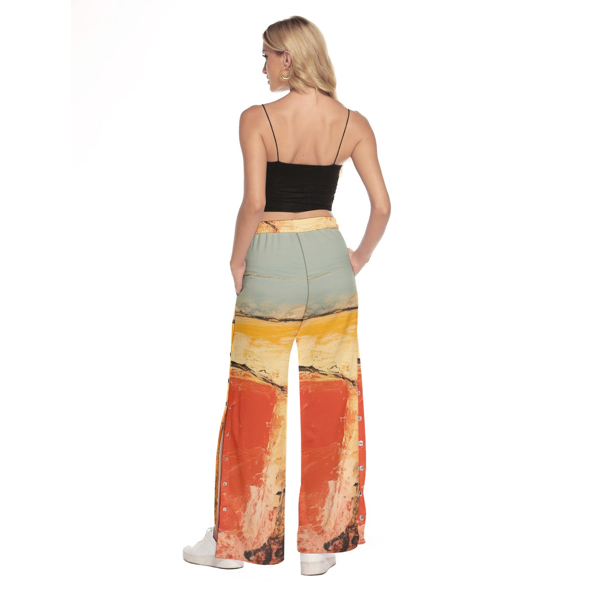All-Over Print Women's Side Slit Snap Button Trousers