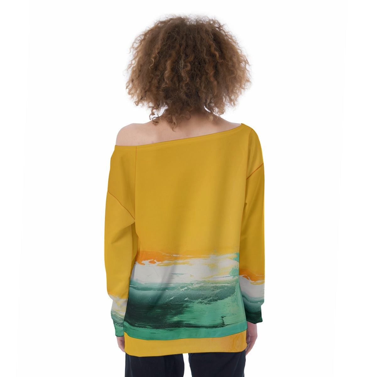 All-Over Print Oversized Women's Off-Shoulder Sweatshirt