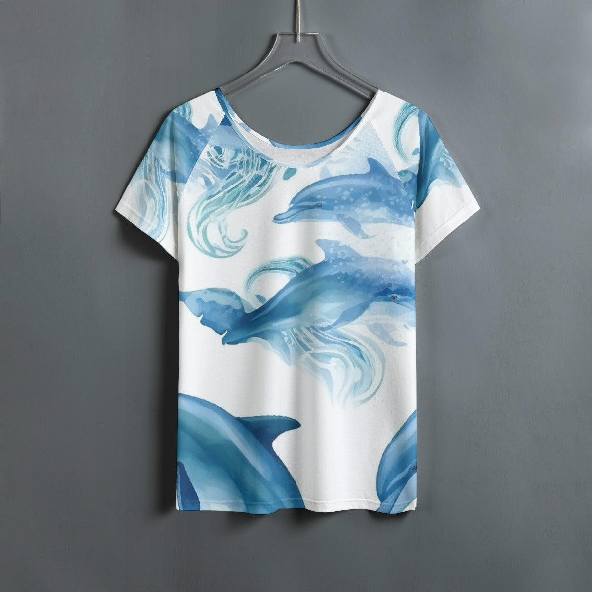 All-Over Print Women's Round Neck T-shirt With Raglan Sleeve