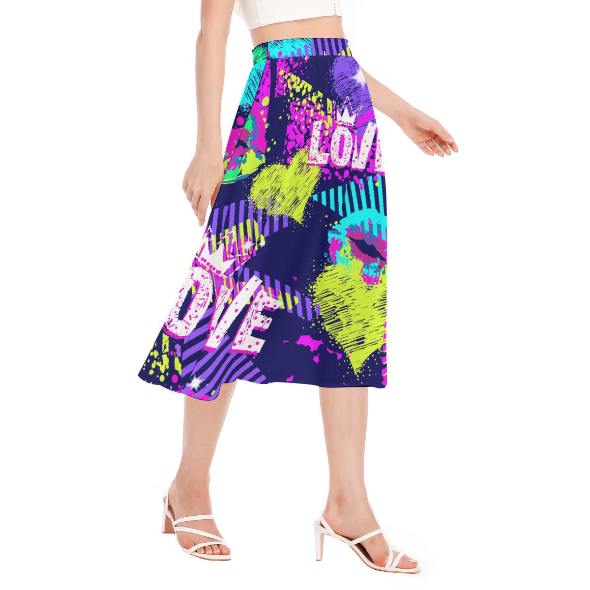 All-Over Print Women's Long Section Chiffon Skirt