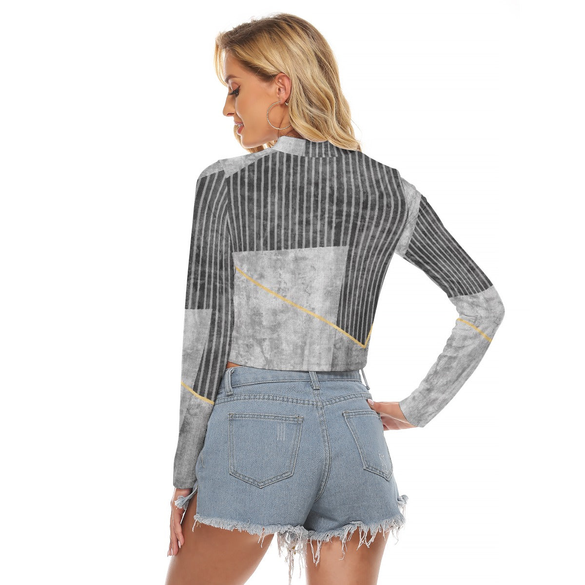 All-Over Print Women's Hollow Chest Keyhole Tight Crop Top