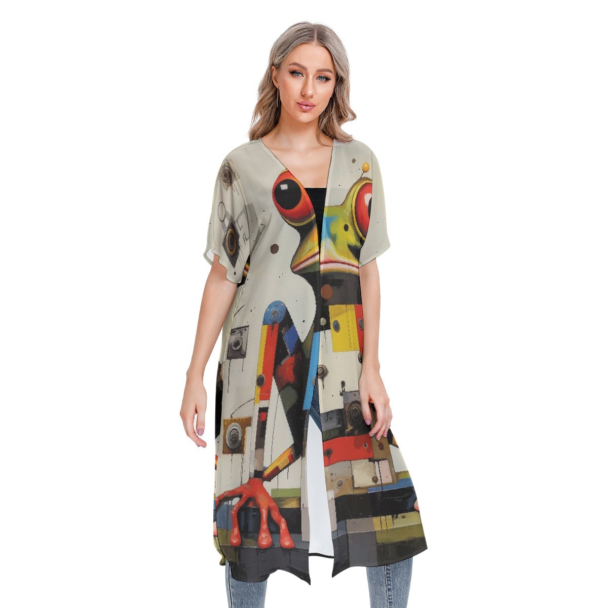 All-Over Print Women's Short Sleeve Cardigan