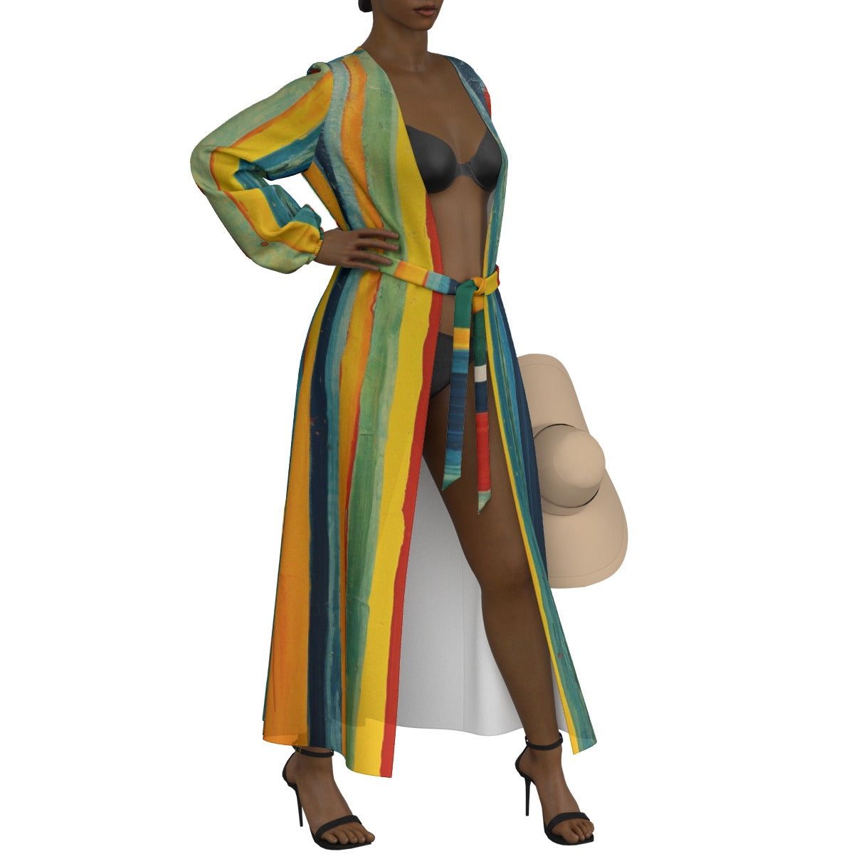 All-Over Print Women's Lace-up Chiffon Robe