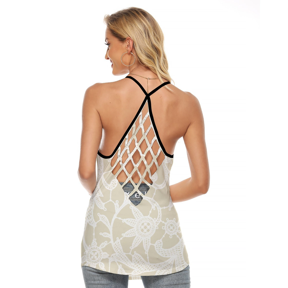 All-Over Print Women's Criss-Cross Open Back Tank Top