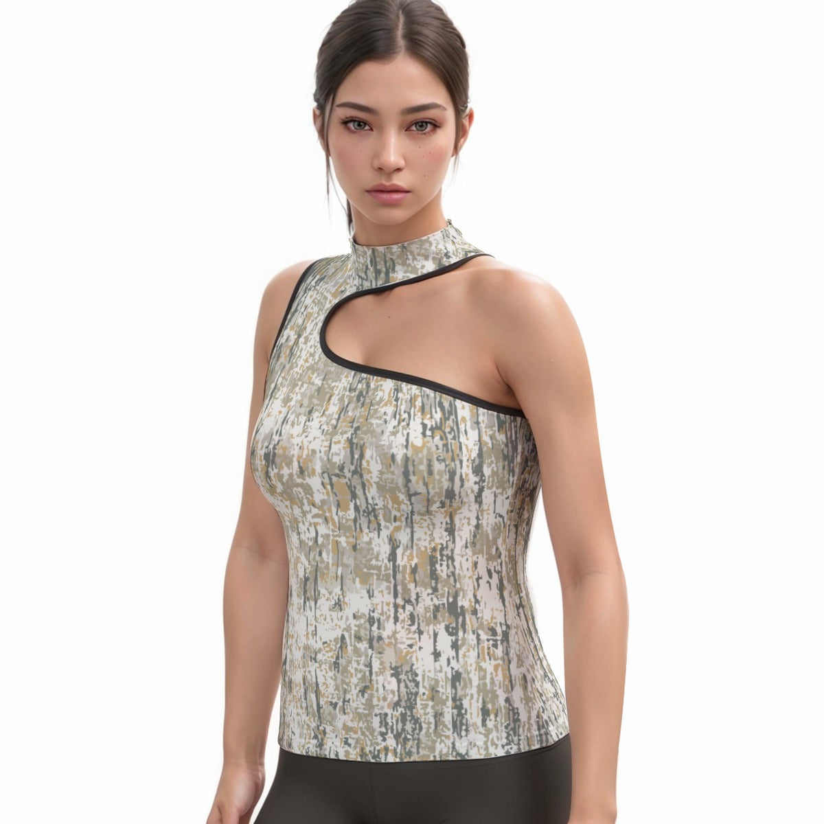 All-Over Print Women's Halter Sleeveless Asymmetrical Tank Top