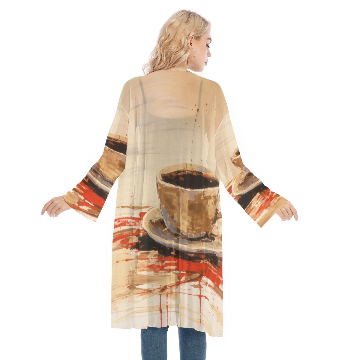 All- Over Print Women's Long Sleeve Mesh Cardigan