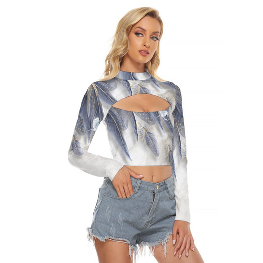 All-Over Print Women's Hollow Chest Keyhole Tight Crop Top