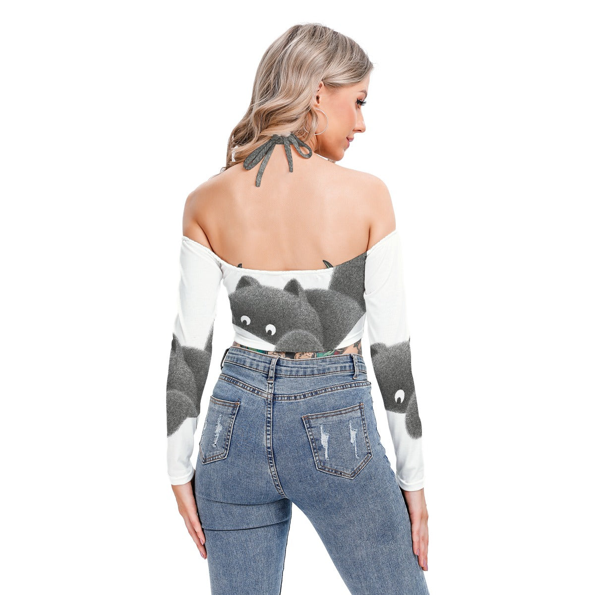 All-Over Print Women's Halter Lace-up Top