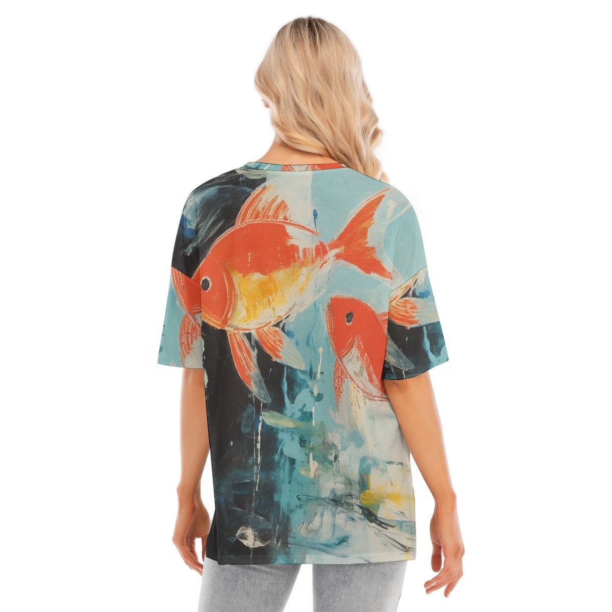 All-Over Print Women's Short Sleeves T-shirt With Hem Split