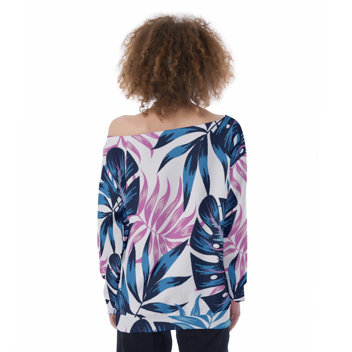 All-Over Print Oversized Women's Off-Shoulder Sweatshirt