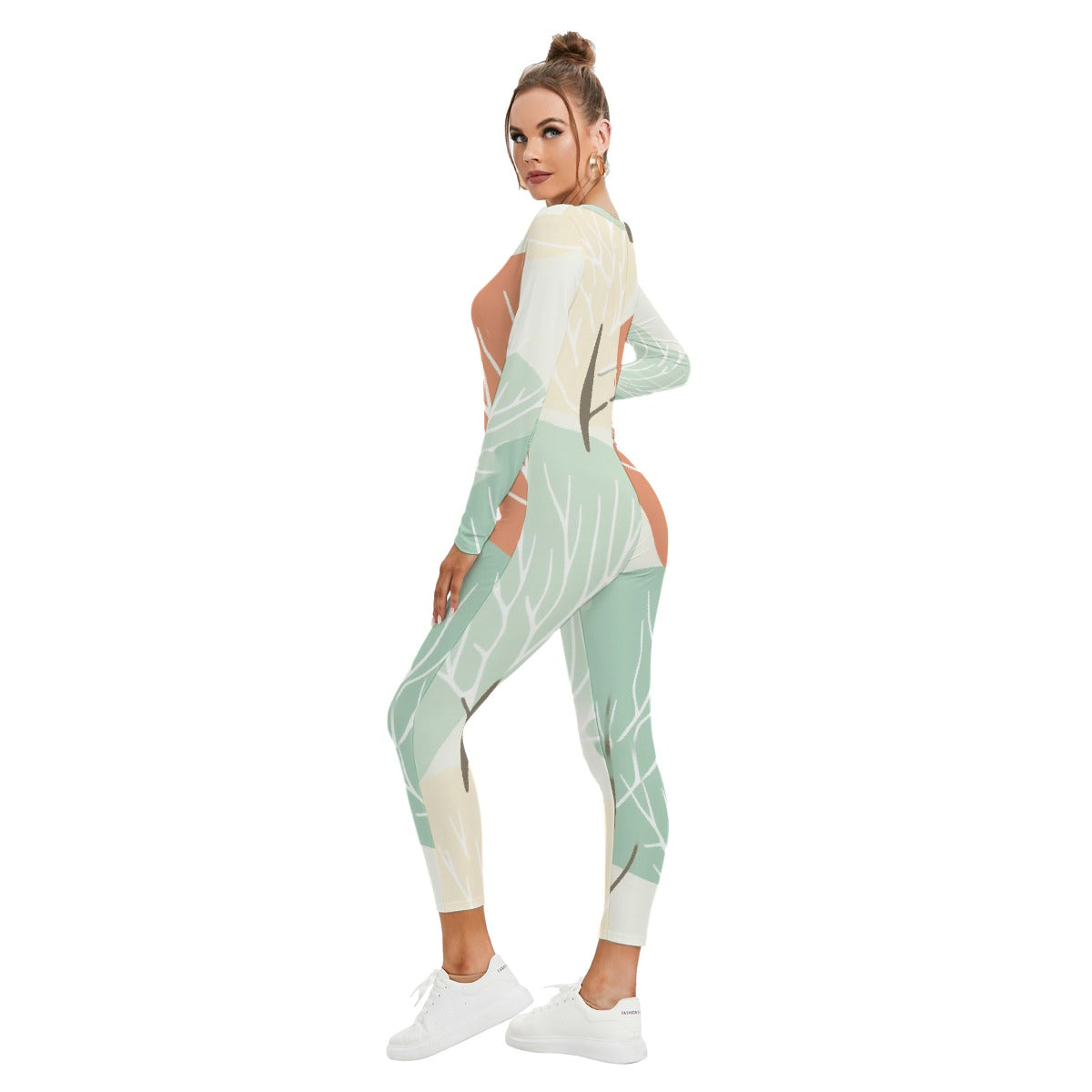 All-Over Print Women's Plunging Neck Jumpsuit
