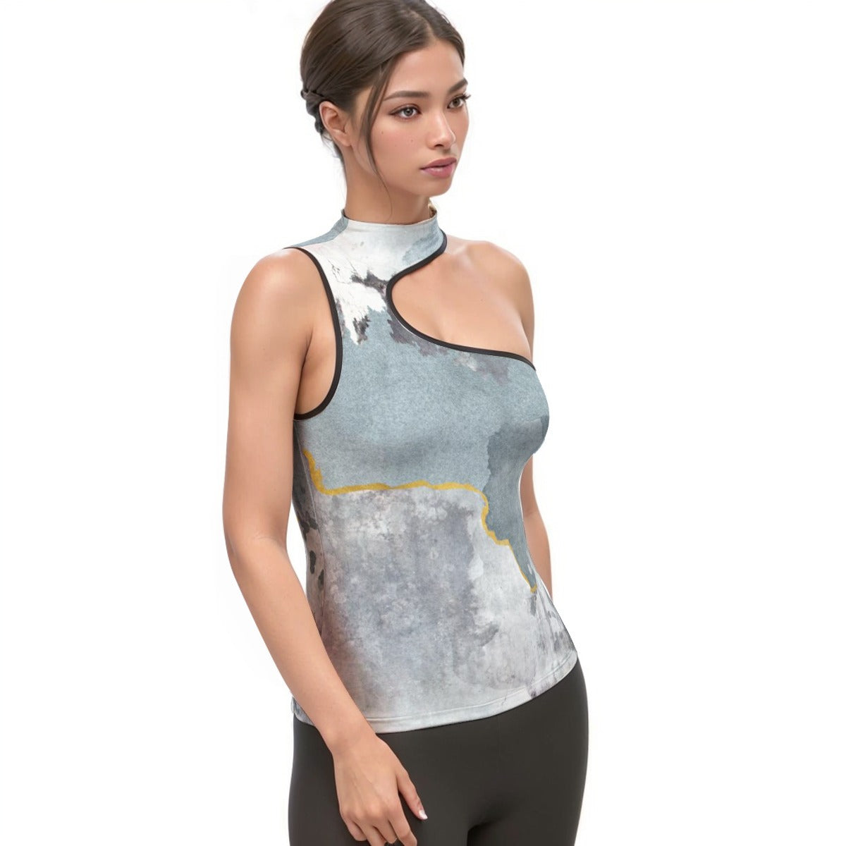 All-Over Print Women's Halter Sleeveless Asymmetrical Tank Top