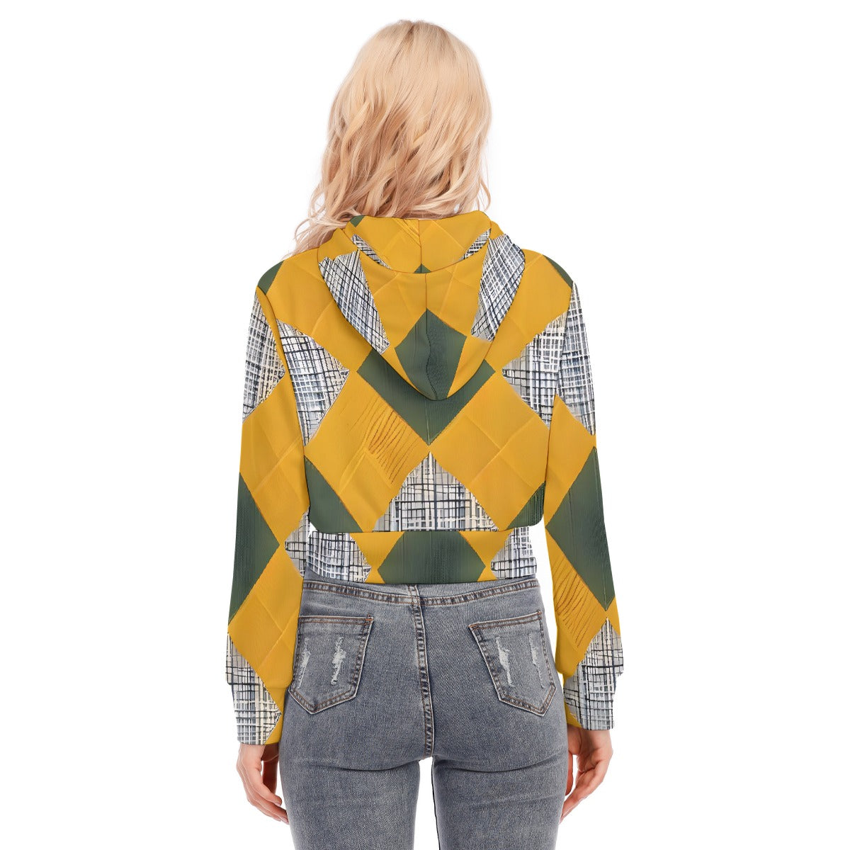 All-Over Print Women's Crop Top Hoodie With Zipper Closure
