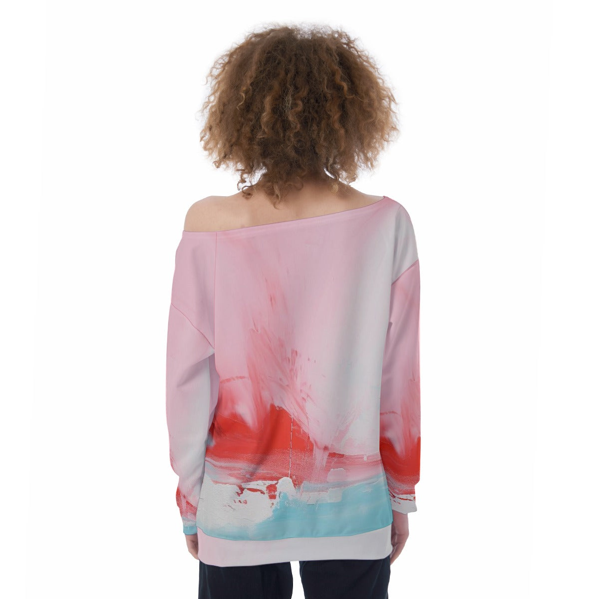 All-Over Print Oversized Women's Off-Shoulder Sweatshirt