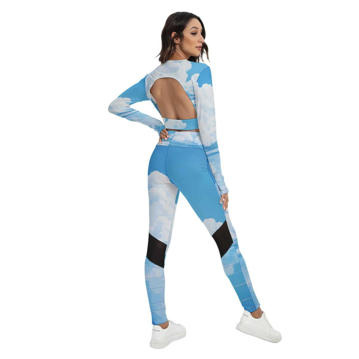 All-Over Print Women's Sport Set With Backless Top And Leggings
