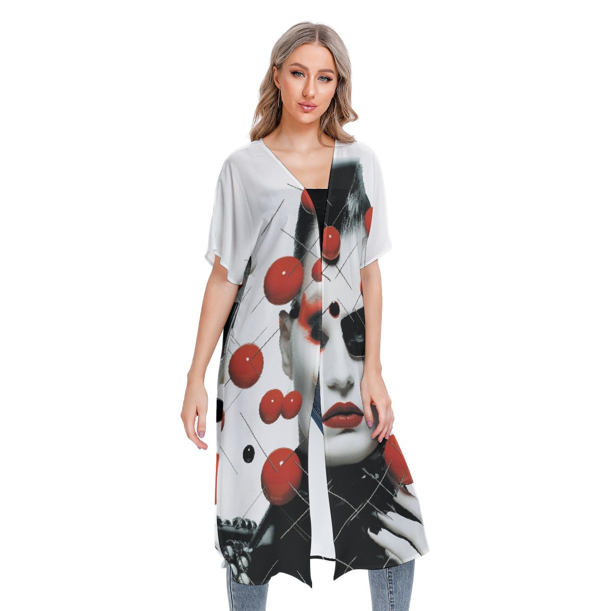 All-Over Print Women's Short Sleeve Cardigan