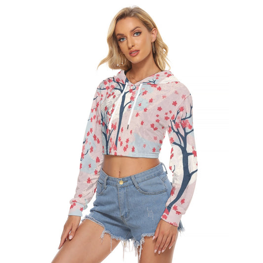 All-Over Print Women's Crop Top Hoodie|Velvet