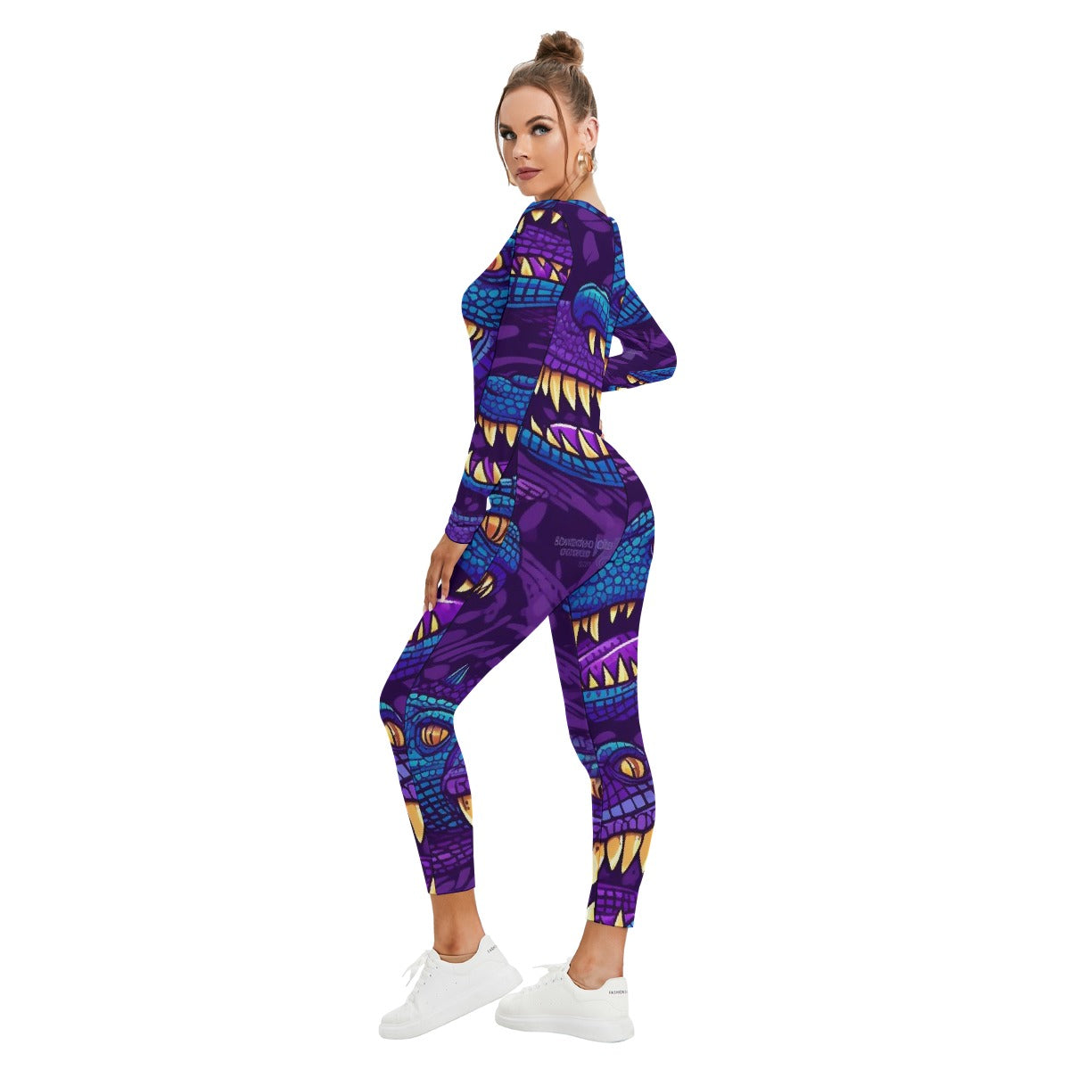 All-Over Print Women's Plunging Neck Jumpsuit