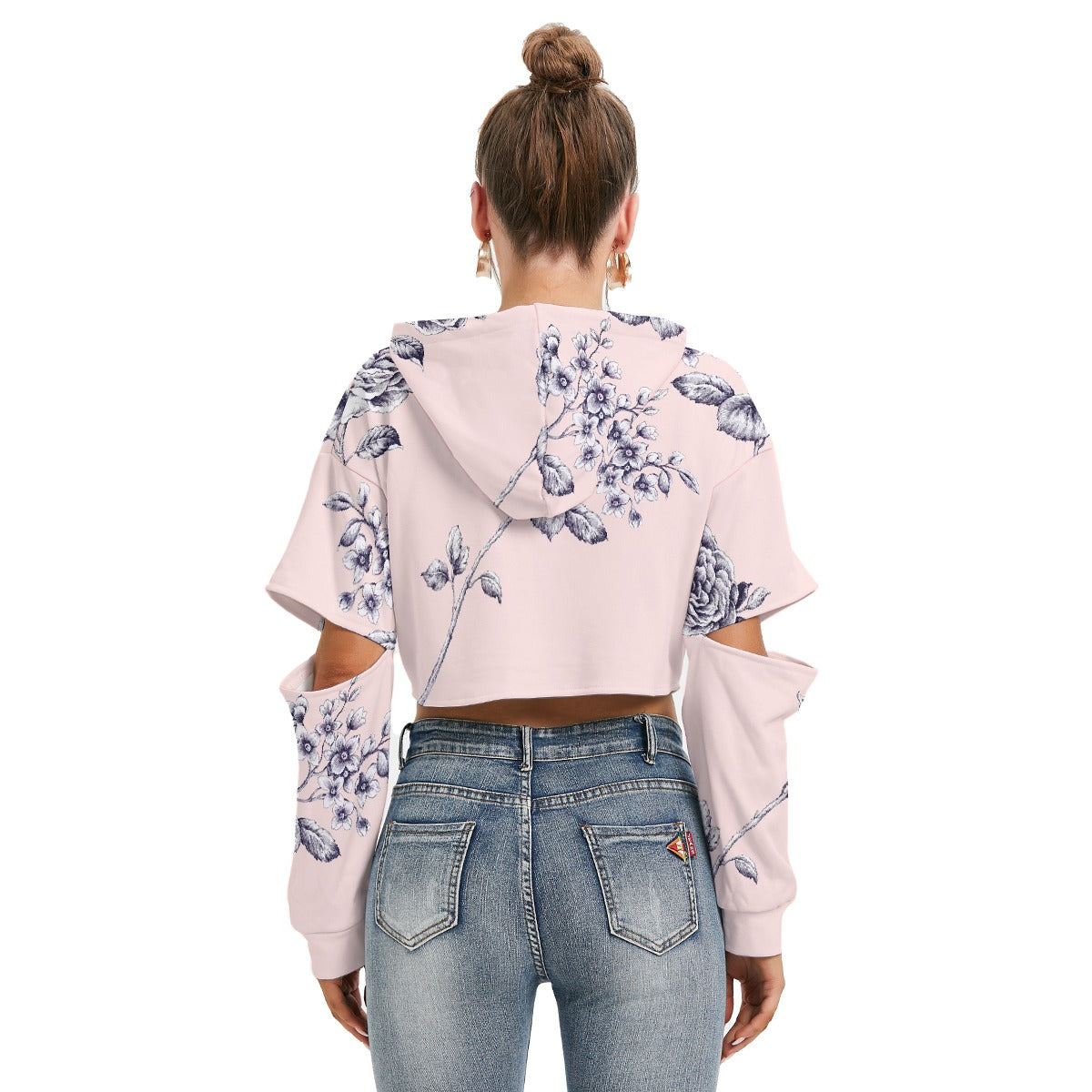 All-Over Print Women's Heavy Fleece Hoodie With Hollow Out Sleeve