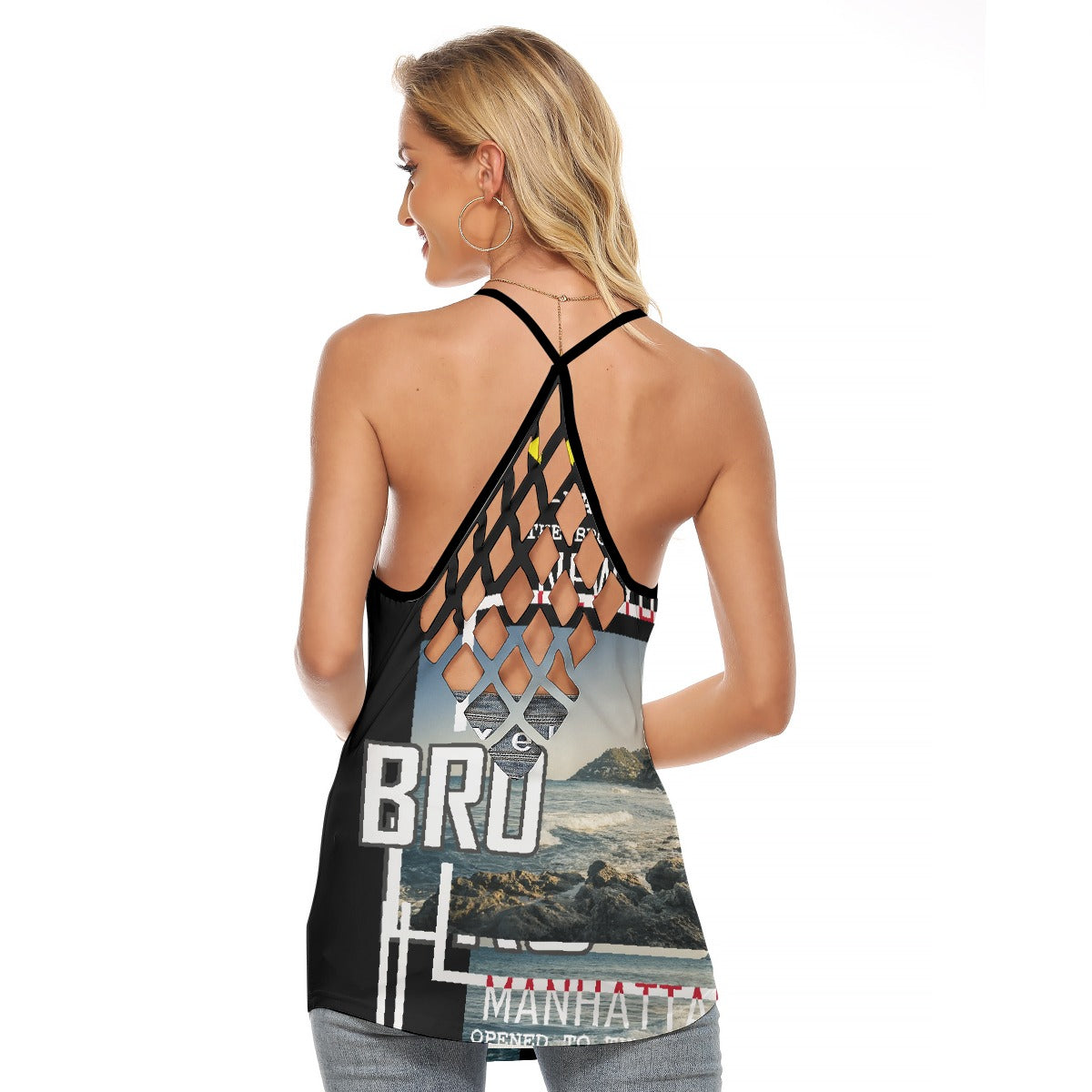 All-Over Print Women's Criss-Cross Open Back Tank Top
