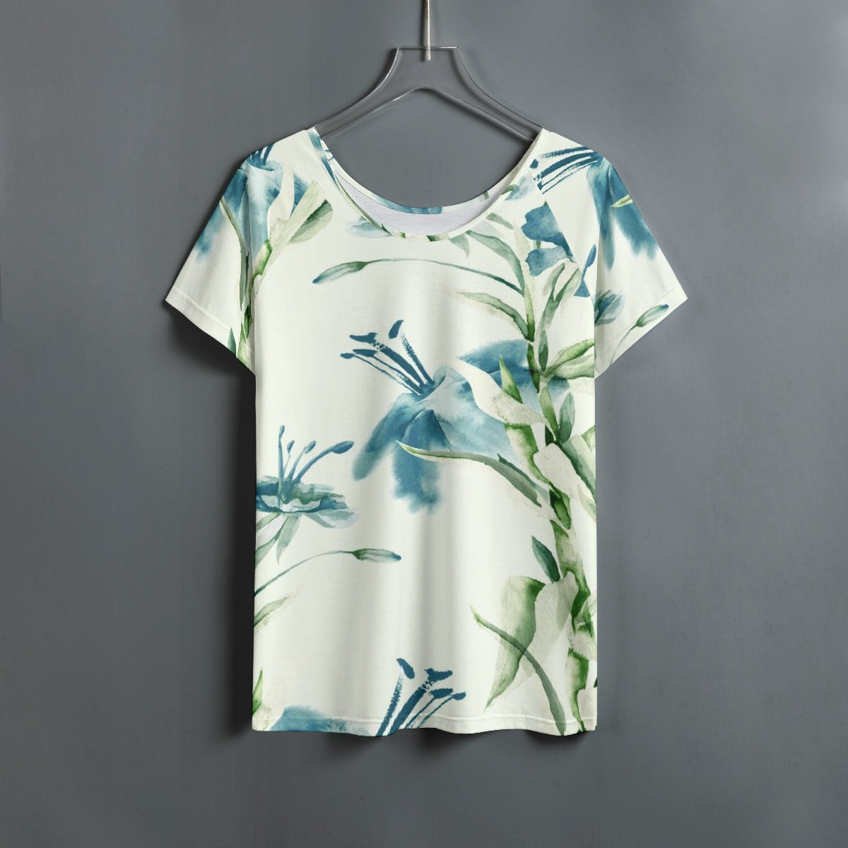 All-Over Print Women's Round Neck T-shirt With Raglan Sleeve