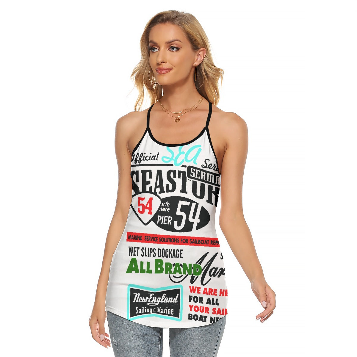 All-Over Print Women's Criss-Cross Open Back Tank Top