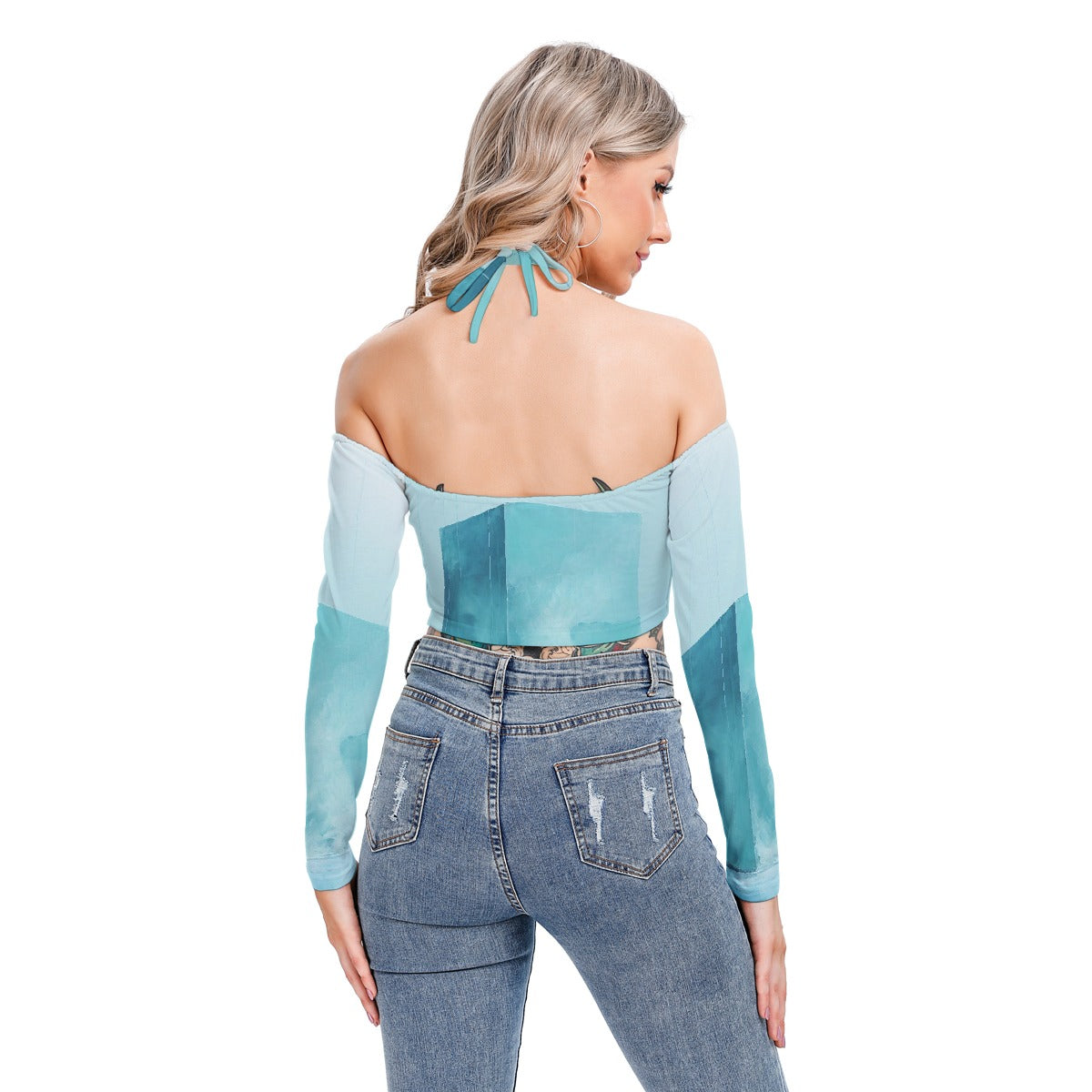 All-Over Print Women's Halter Lace-up Top