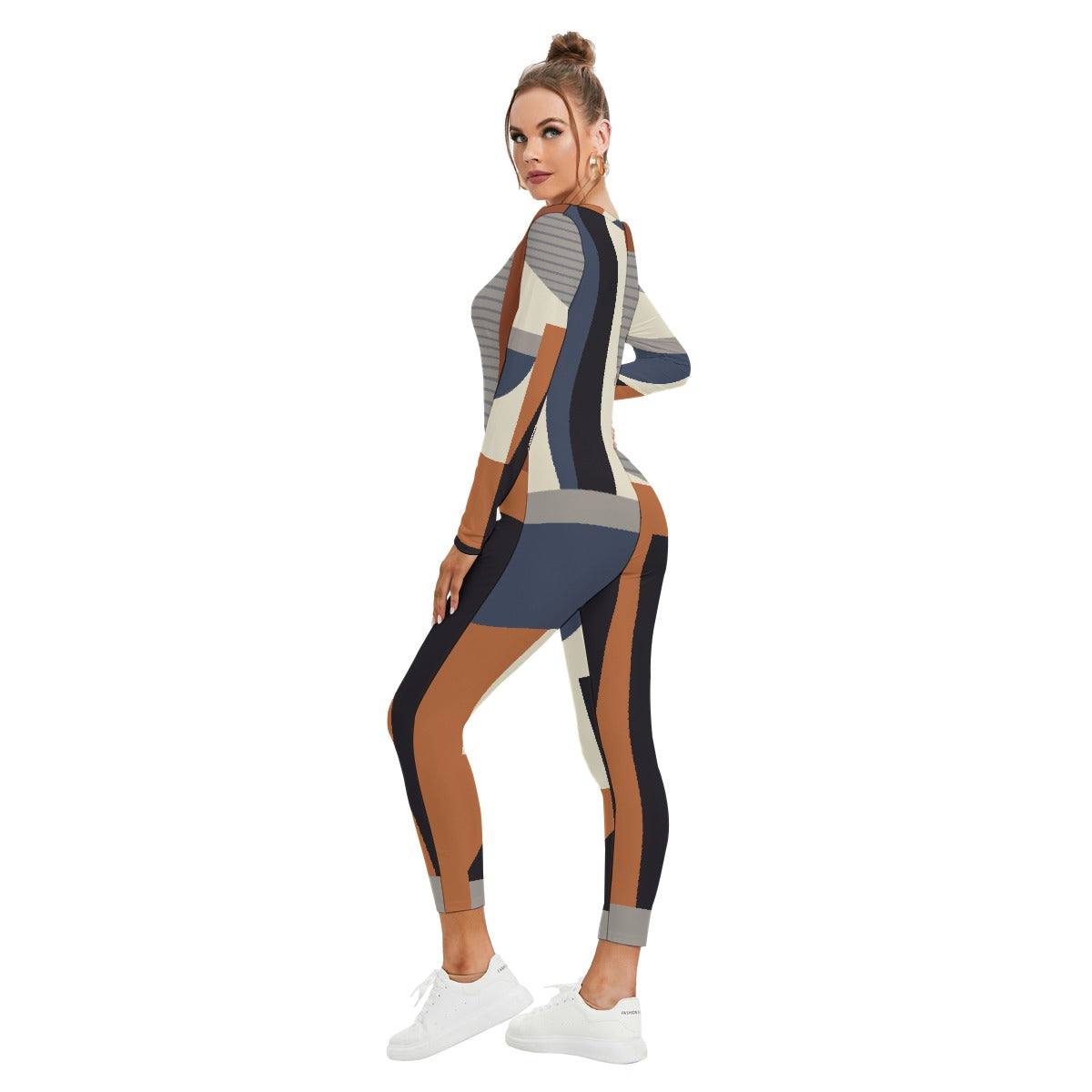 All-Over Print Women's Plunging Neck Jumpsuit