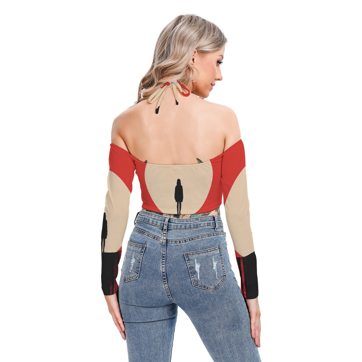 All-Over Print Women's Halter Lace-up Top